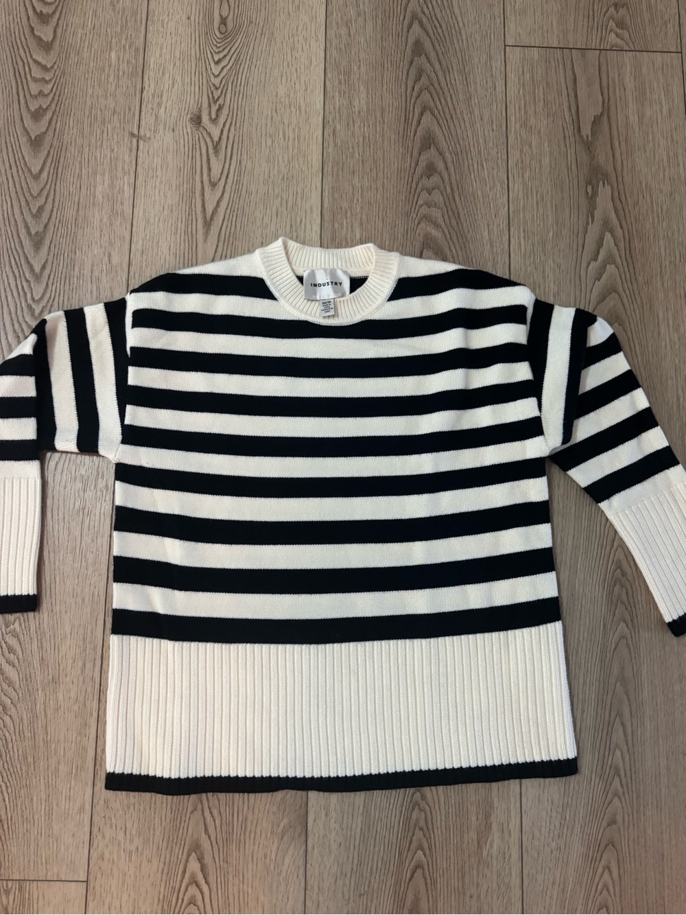 Striped Crewneck Sweater in Black & White